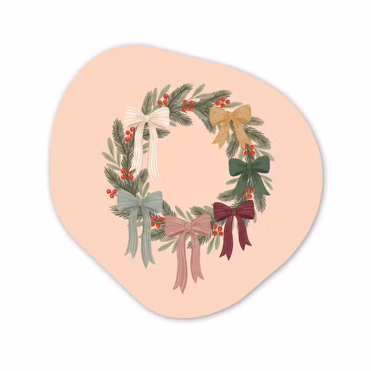 Organisch schilderij - Forex - Kerstkrans - Strikken - Kerst — 1