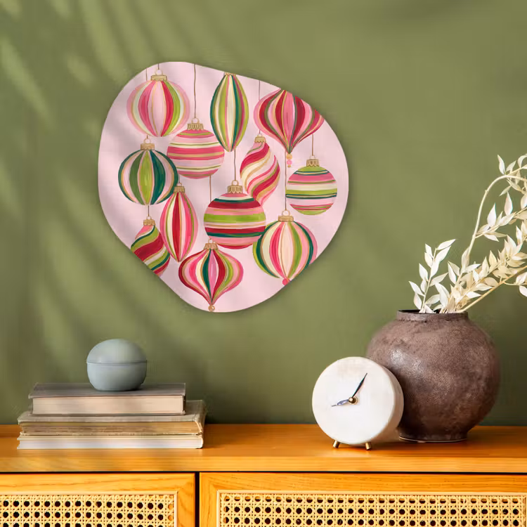 Organisch schilderij - Forex - Kerstversiering - Gestreept - Roze — 2