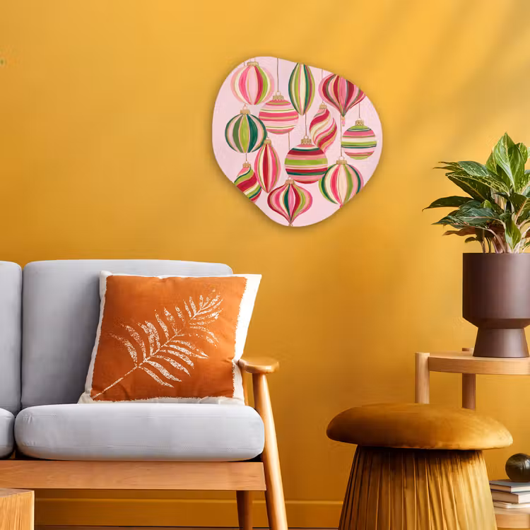 Organisch schilderij - Forex - Kerstversiering - Gestreept - Roze — 3