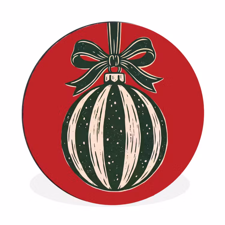 Wandcirkel - Aluminium - Kerstbal - Kerst - Rood