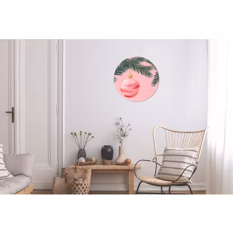 Wandcirkel - Aluminium - Kerstbal - Roze - Kerst — 2