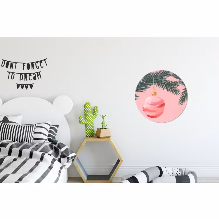Wandcirkel - Aluminium - Kerstbal - Roze - Kerst — 5