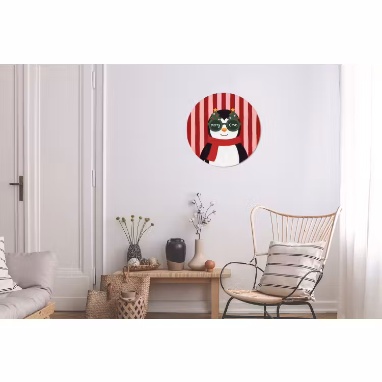 Wandcirkel - Aluminium - Pinguïn - Kerst - Illustratie — 2