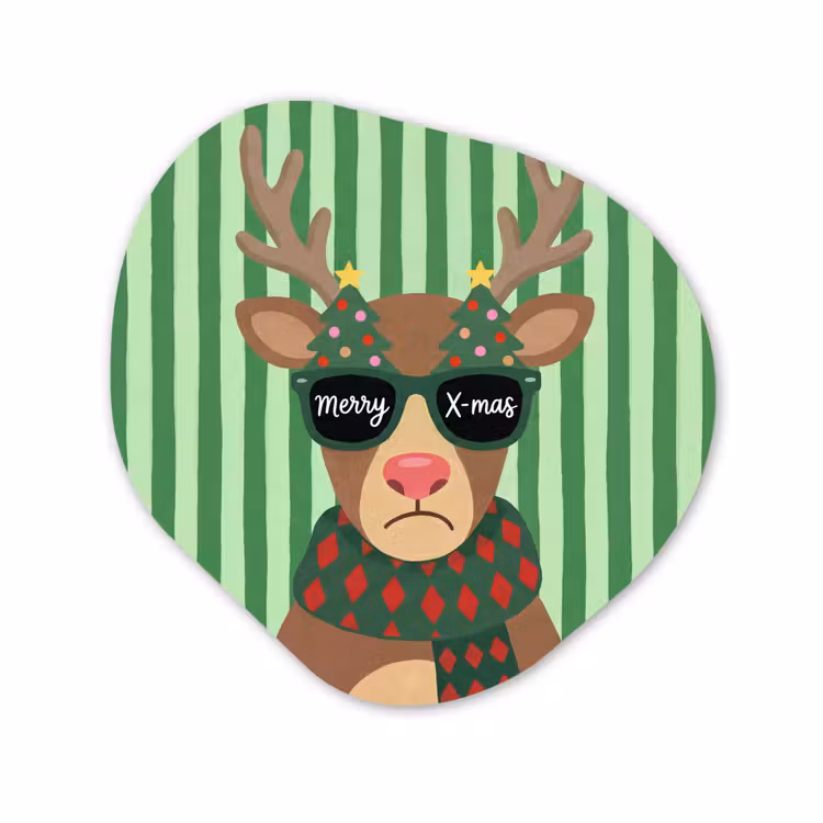 Organisch schilderij - Forex - Rendier - Kerst - Illustratie