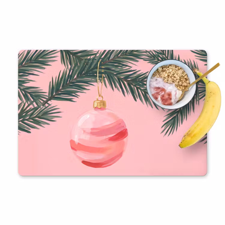 Placemat - 6 stuks - Kerstbal - Roze - Kerst