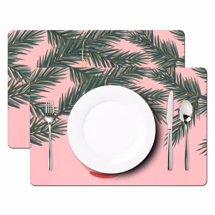 Placemat - 6 stuks - Kerstbal - Roze - Kerst — 2