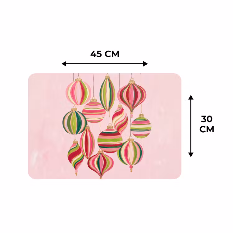 Placemat - 6 stuks - Kerstversiering - Gestreept - Roze — 3