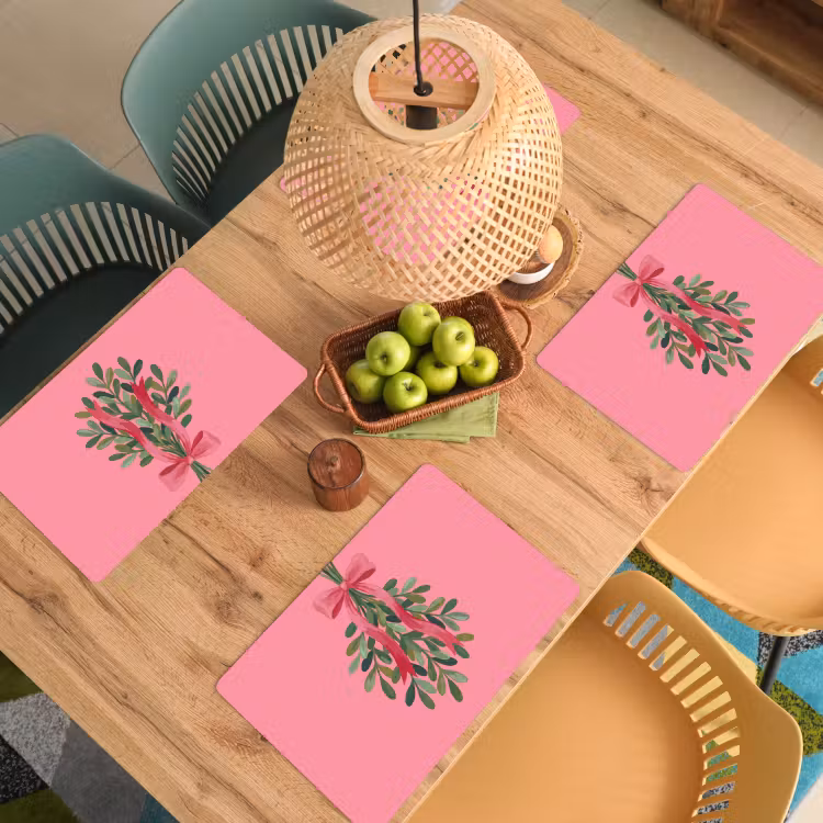 Placemat - 6 stuks - Plant - Lint - Roze — 4