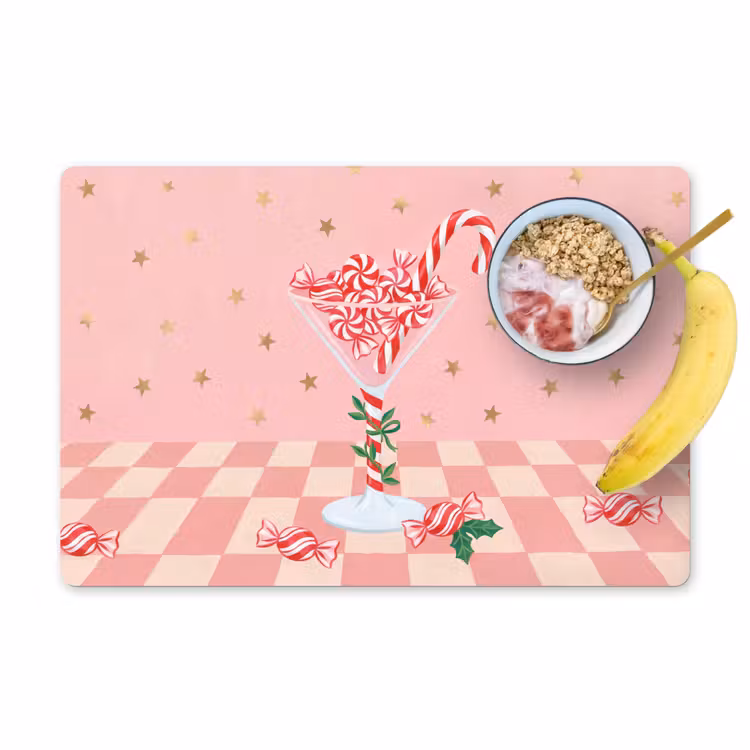 Placemat - 6 stuks - Snoep - Glas - Roze — 1
