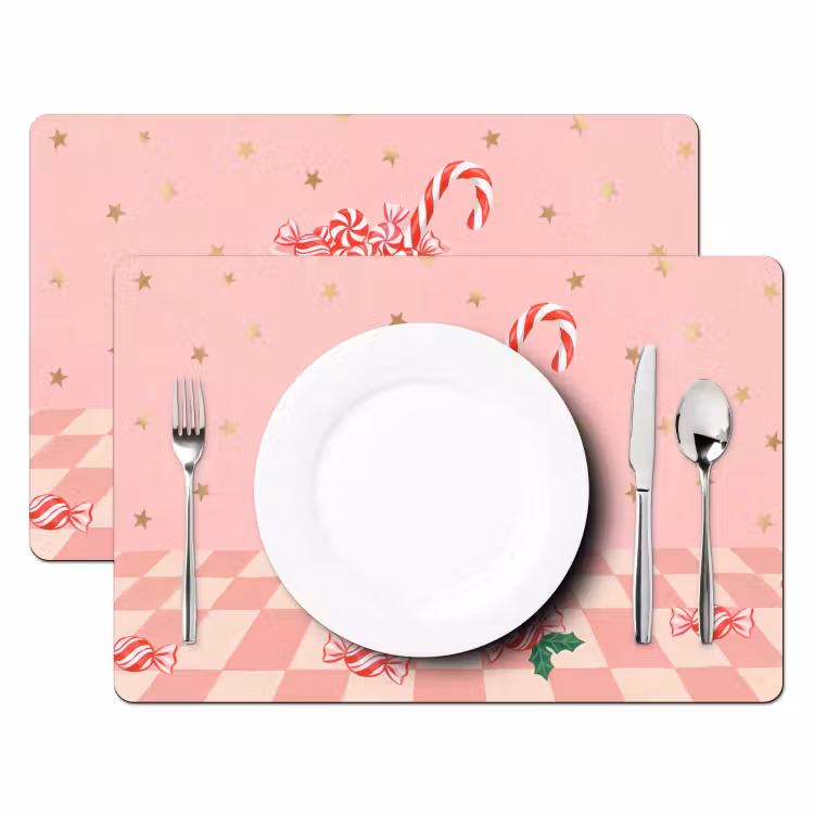 Placemat - 6 stuks - Snoep - Glas - Roze — 2