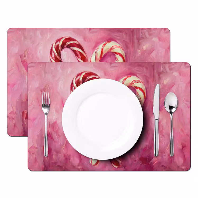 Placemat - 6 stuks - Snoep - Hart - Roze — 2