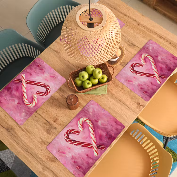 Placemat - 6 stuks - Snoep - Hart - Roze — 6