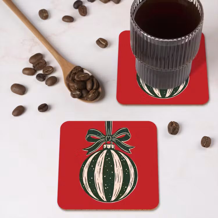 Onderzetter - Kerstbal - Kerst - Rood — 4