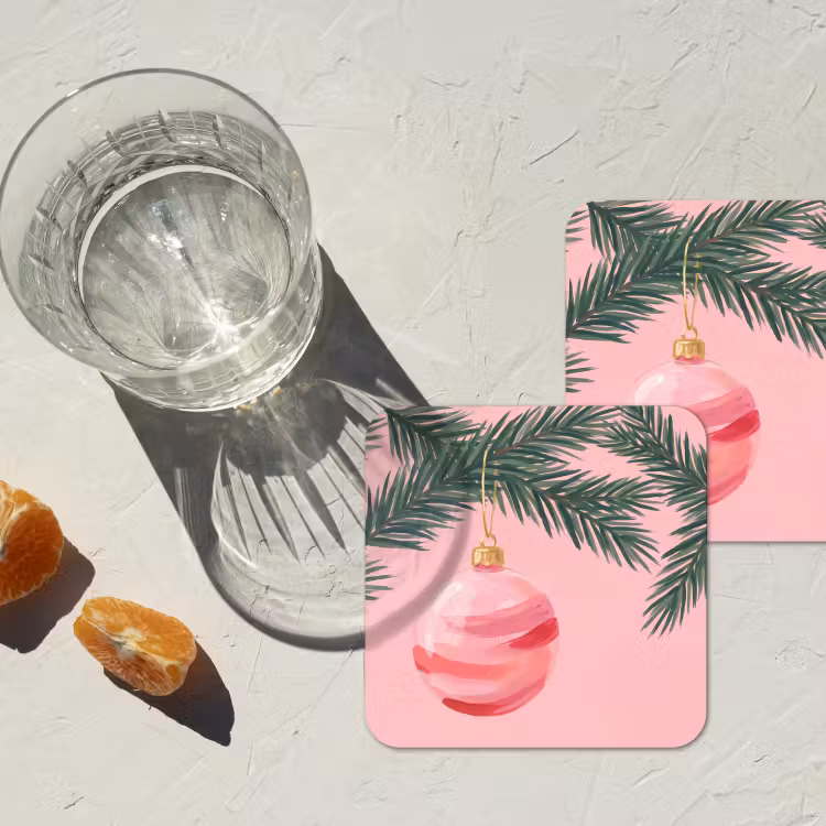 Onderzetter - Kerstbal - Roze - Kerst — 2
