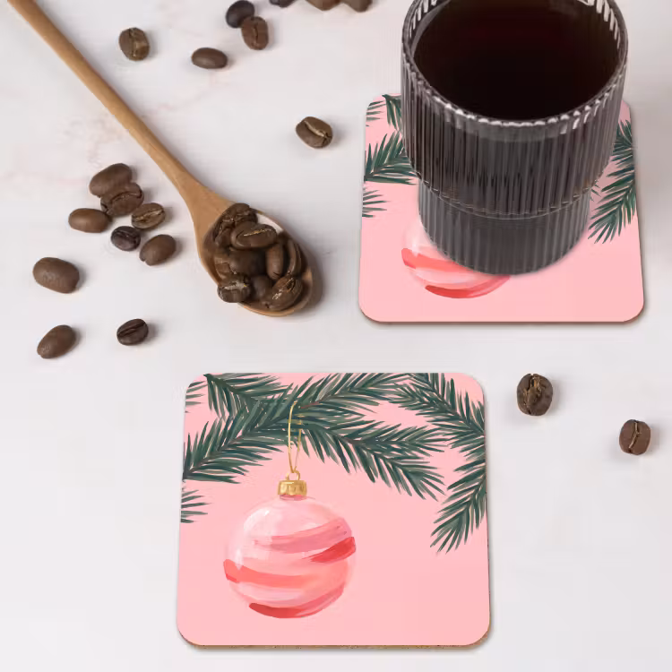 Onderzetter - Kerstbal - Roze - Kerst — 4
