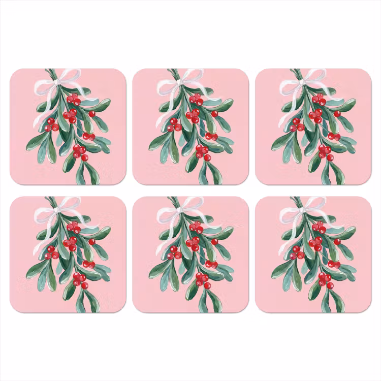 Onderzetter - Plant - Kerst - Roze — 1