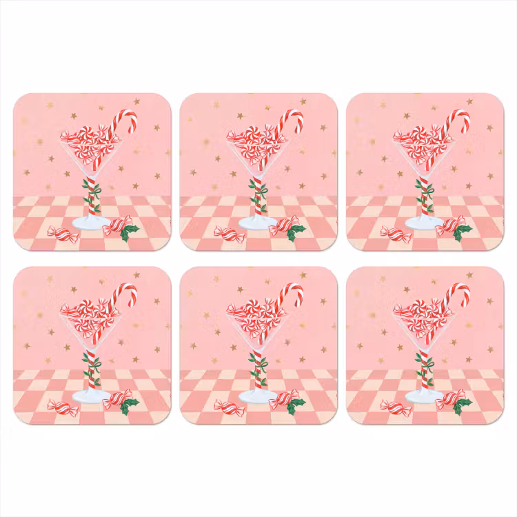 Onderzetter - Snoep - Glas - Roze