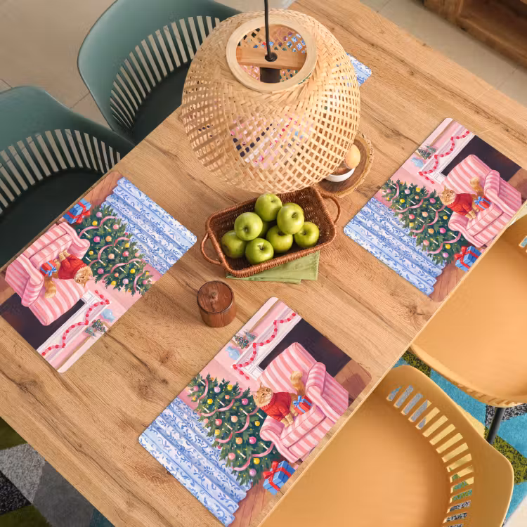 Placemat - 6 stuks - Kat - Kerst - Interieur — 6