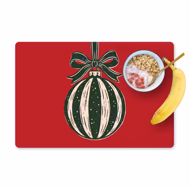 Placemat - 6 stuks - Kerstbal - Kerst - Rood — 1