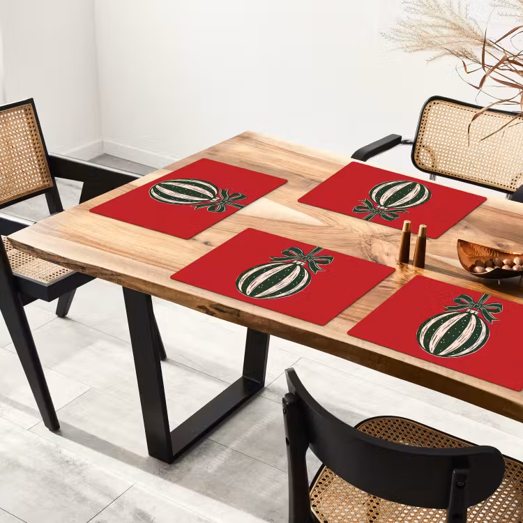Placemat - 6 stuks - Kerstbal - Kerst - Rood — 5