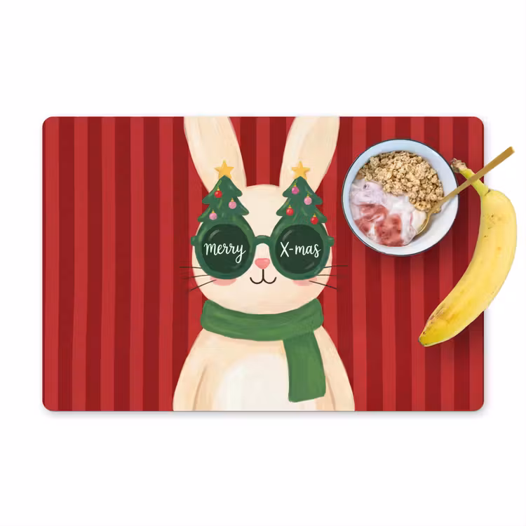 Placemat - 6 stuks - Konijn - Kerst - Dieren