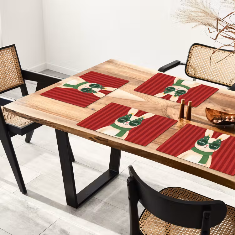 Placemat - 6 stuks - Konijn - Kerst - Dieren — 3
