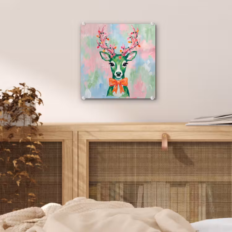 Glas schilderij - Hert - Kerst - Dieren — 5