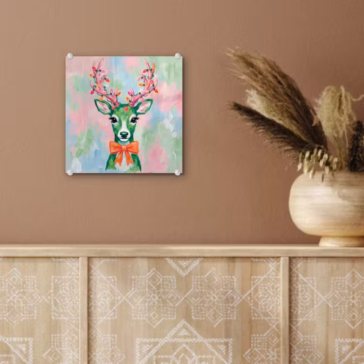 Glas schilderij - Hert - Kerst - Dieren — 6
