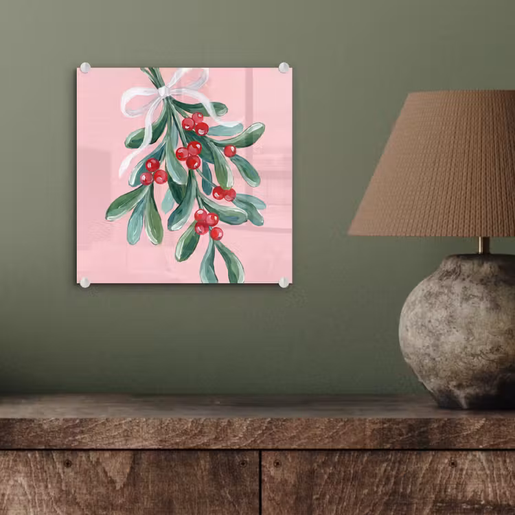 Glas schilderij - Plant - Kerst - Roze — 4
