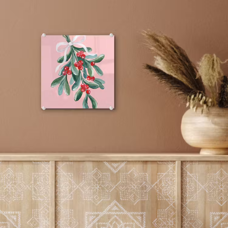 Glas schilderij - Plant - Kerst - Roze — 6