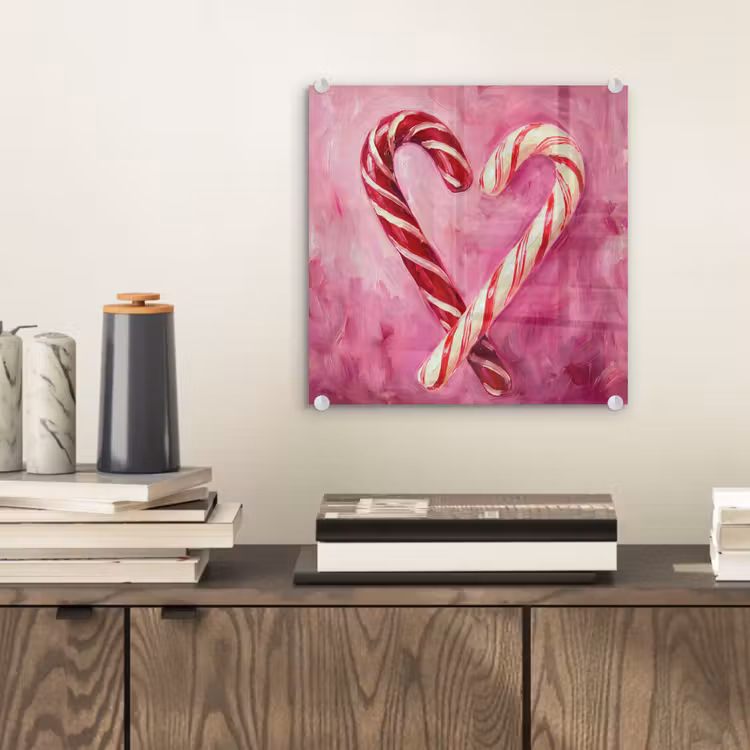 Glas schilderij - Snoep - Hart - Roze — 2