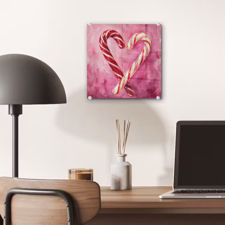 Glas schilderij - Snoep - Hart - Roze — 7