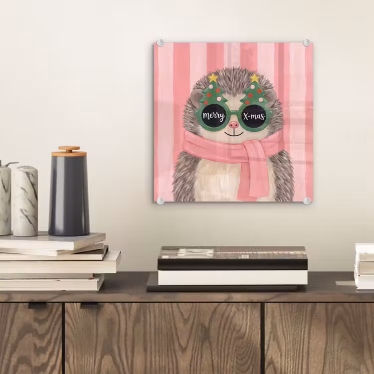 Glas schilderij - Egel - Kerst - Illustratie — 2