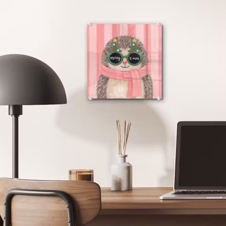Glas schilderij - Egel - Kerst - Illustratie — 7