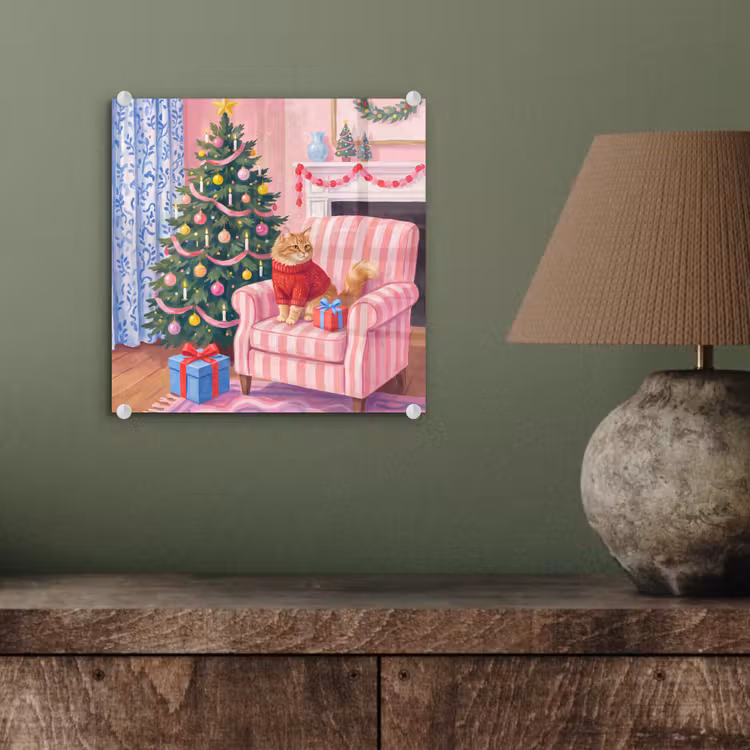 Glas schilderij - Kat - Kerst - Interieur — 4