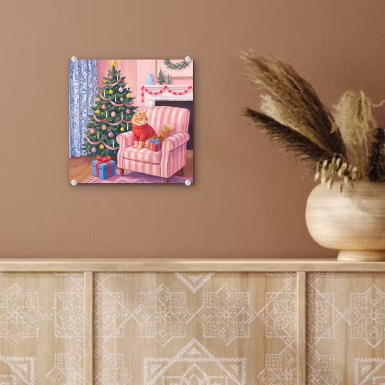 Glas schilderij - Kat - Kerst - Interieur — 6