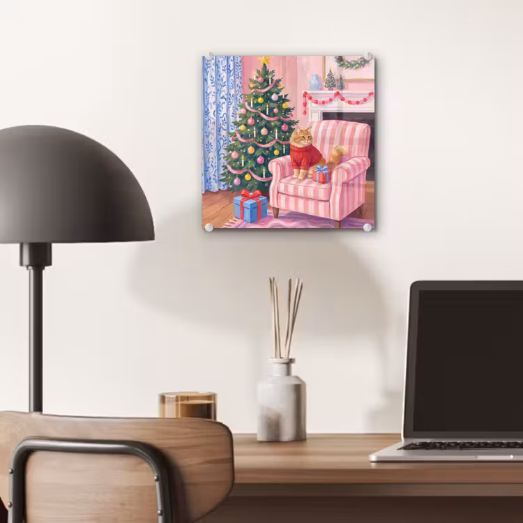 Glas schilderij - Kat - Kerst - Interieur — 7