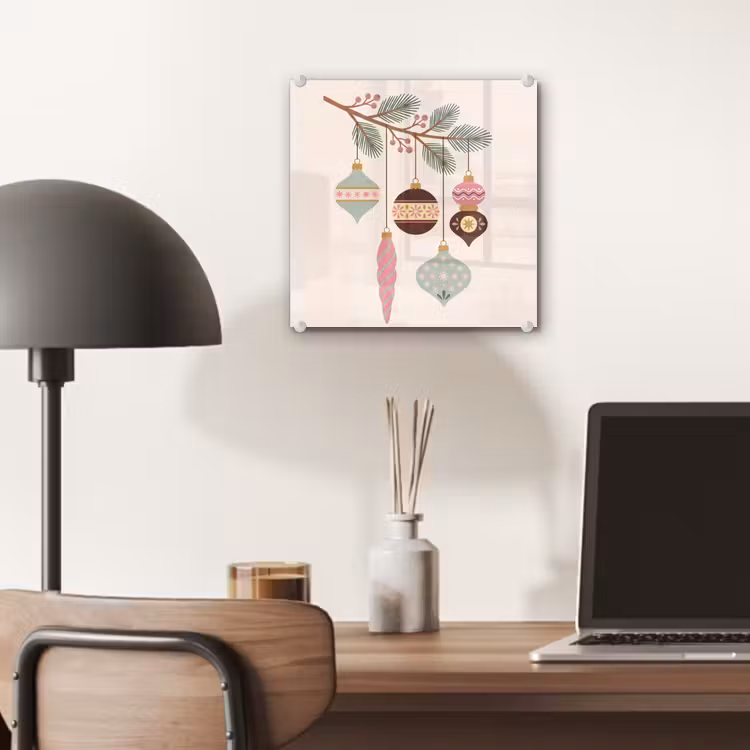 Glas schilderij - Kerst - Ornamenten - Tak — 7