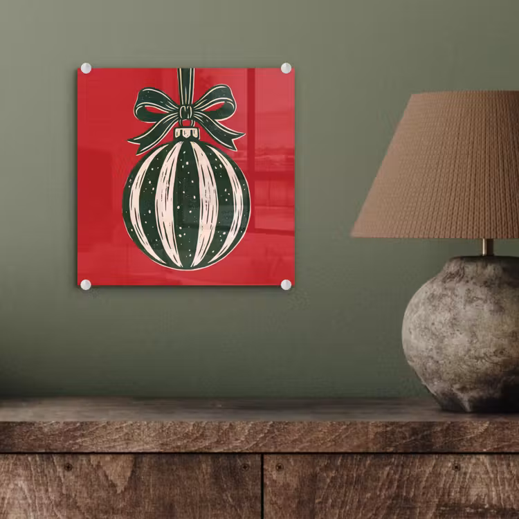Glas schilderij - Kerstbal - Kerst - Rood — 4