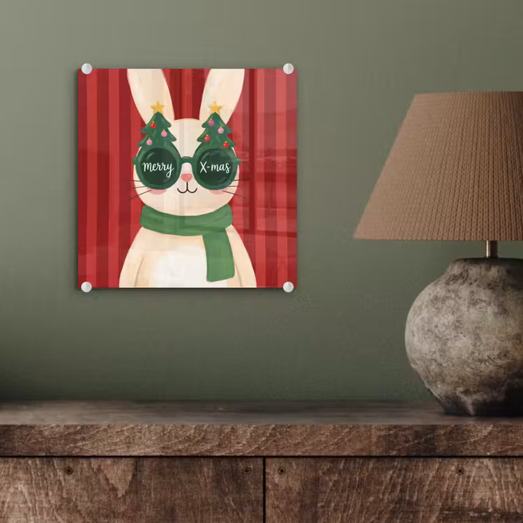 Glas schilderij - Konijn - Kerst - Dieren — 4