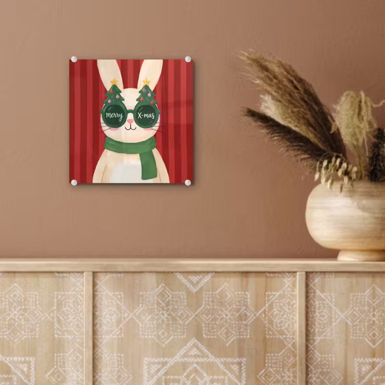 Glas schilderij - Konijn - Kerst - Dieren — 6