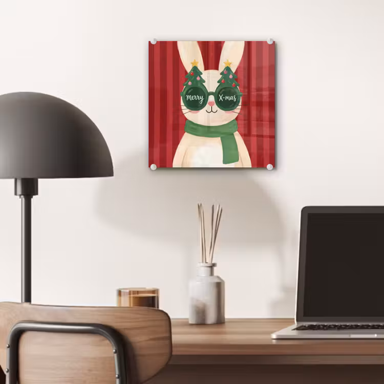 Glas schilderij - Konijn - Kerst - Dieren — 7