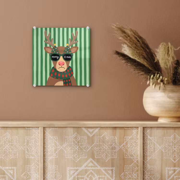 Glas schilderij - Rendier - Kerst - Illustratie — 6