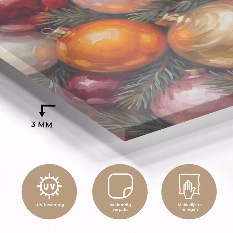 Glas schilderij - Kerstballen - Kleurrijk - Feest — 3