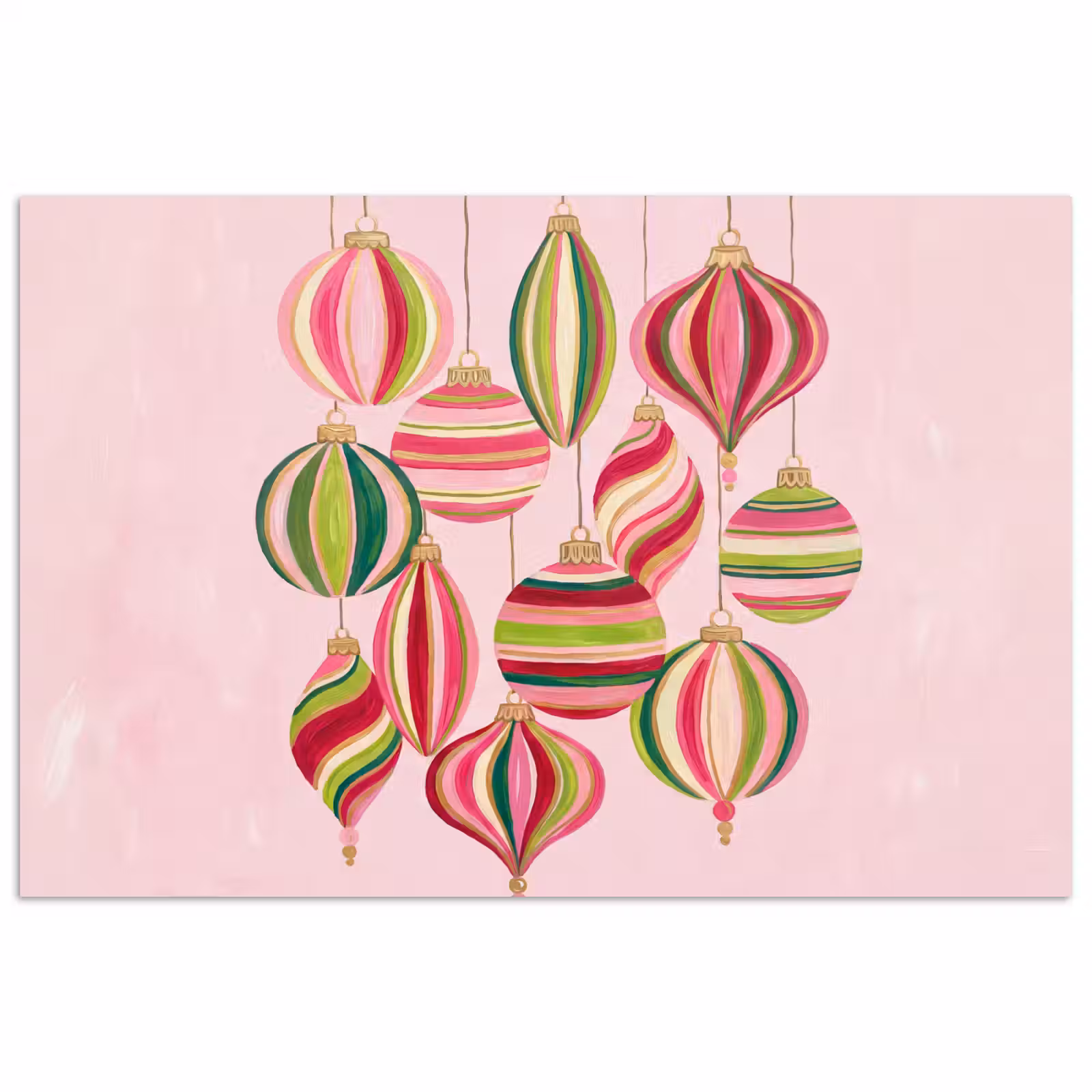 Poster - Kerstversiering - Gestreept - Roze — 1