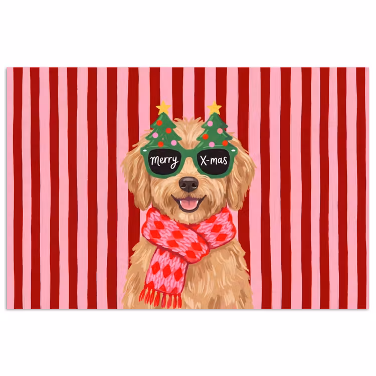 Poster - Hond - Kerst - Rood