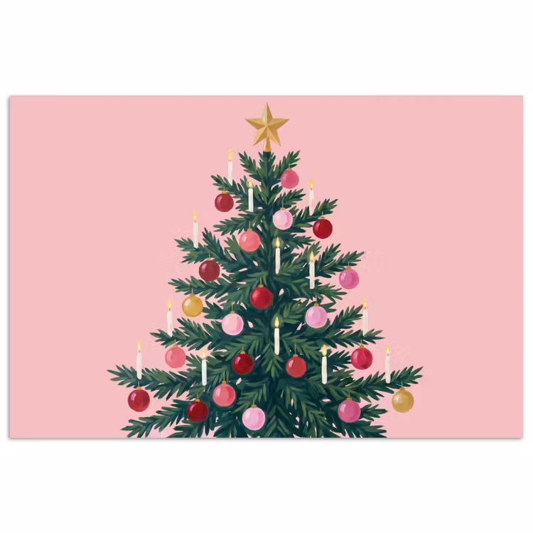 Poster - Kerstboom - Kerst - Roze — 1