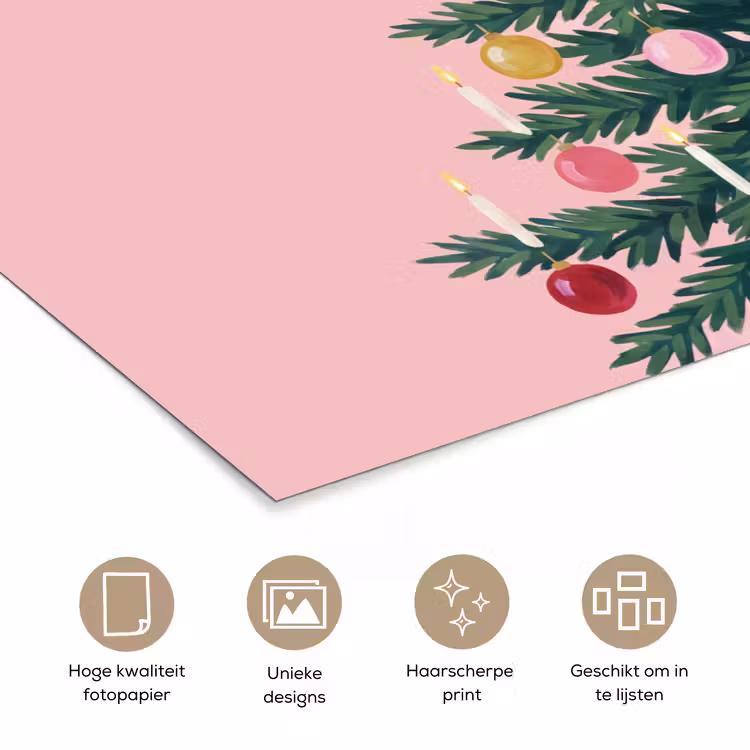 Poster - Kerstboom - Kerst - Roze — 5