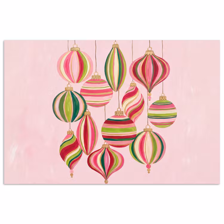 Poster - Kerstversiering - Gestreept - Roze