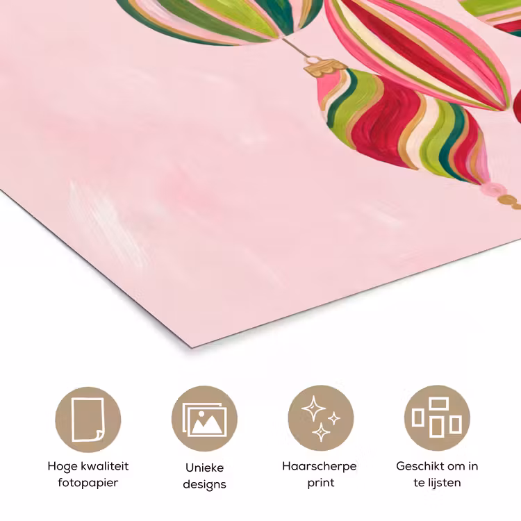 Poster - Kerstversiering - Gestreept - Roze — 5